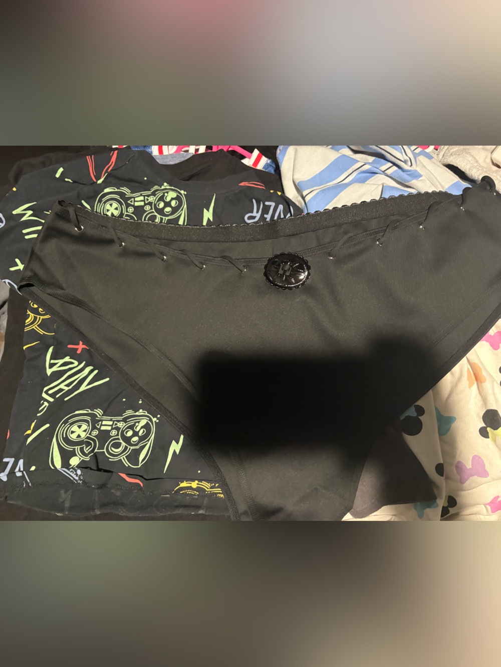 Black Bikini Bottom with Decorative Button